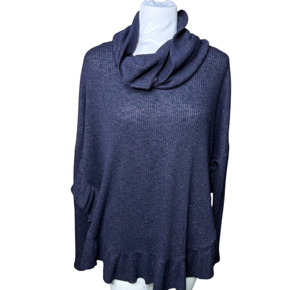 Anthropologie Postmark Orley ribbed  blue sparkle long sleeve blouse XS